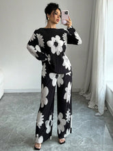 2pcs/Set Women Casual Floral Print Long Sleeve Top And Pants Suit, Autumn